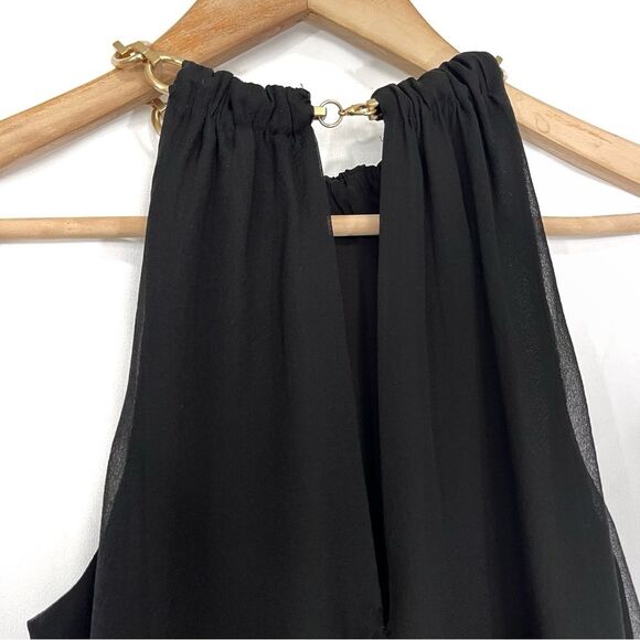 Diane Von Furstenberg Aubrey Silk Chain Trim Halter Top Black XS - Picture 5 of 9